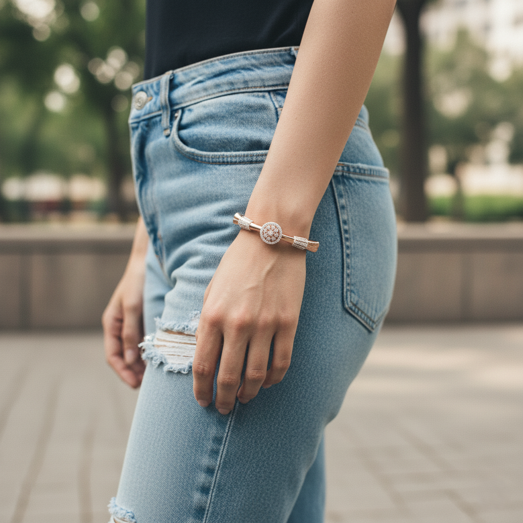 Cadence Asymmetric Diamond Bangle