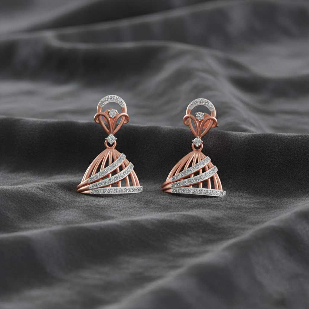 Polished Elegant Diamond Jhumkis