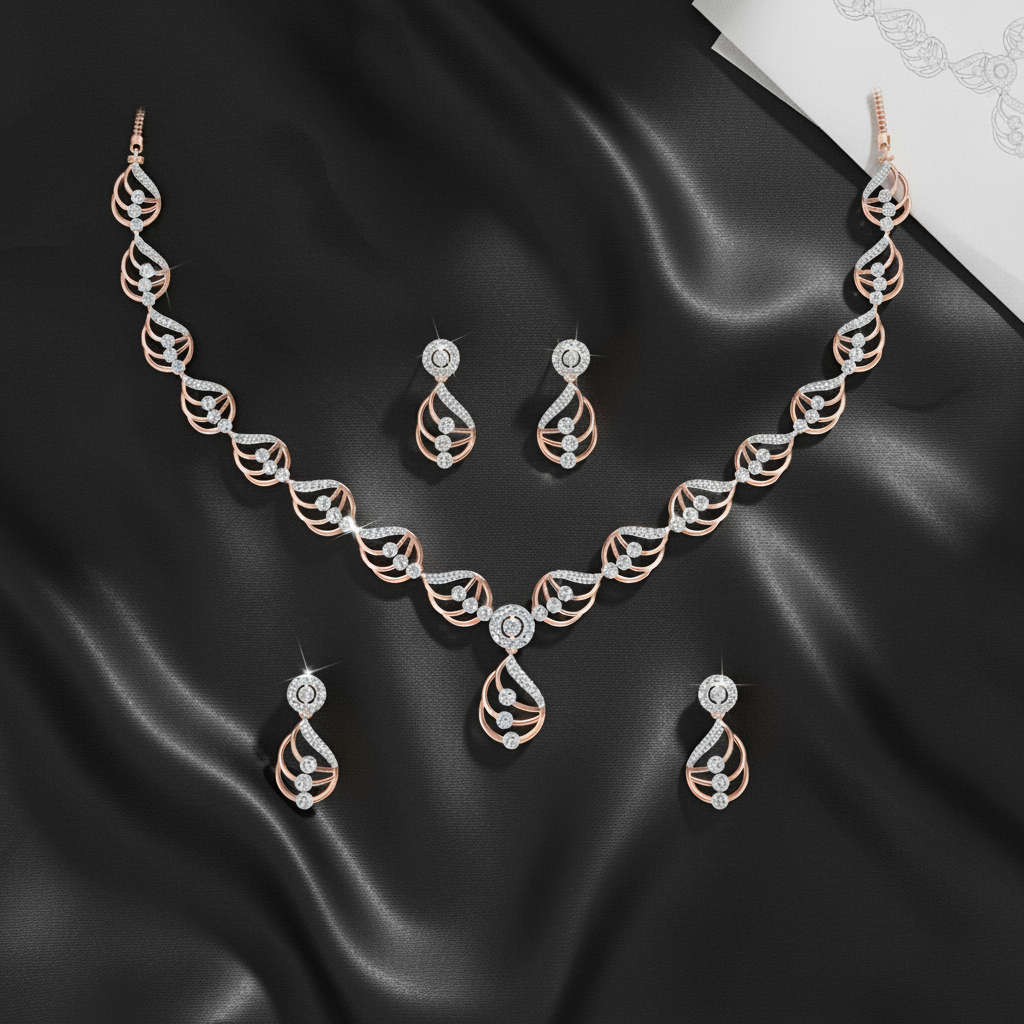 Sparkling Diamond Classic Necklace Set
