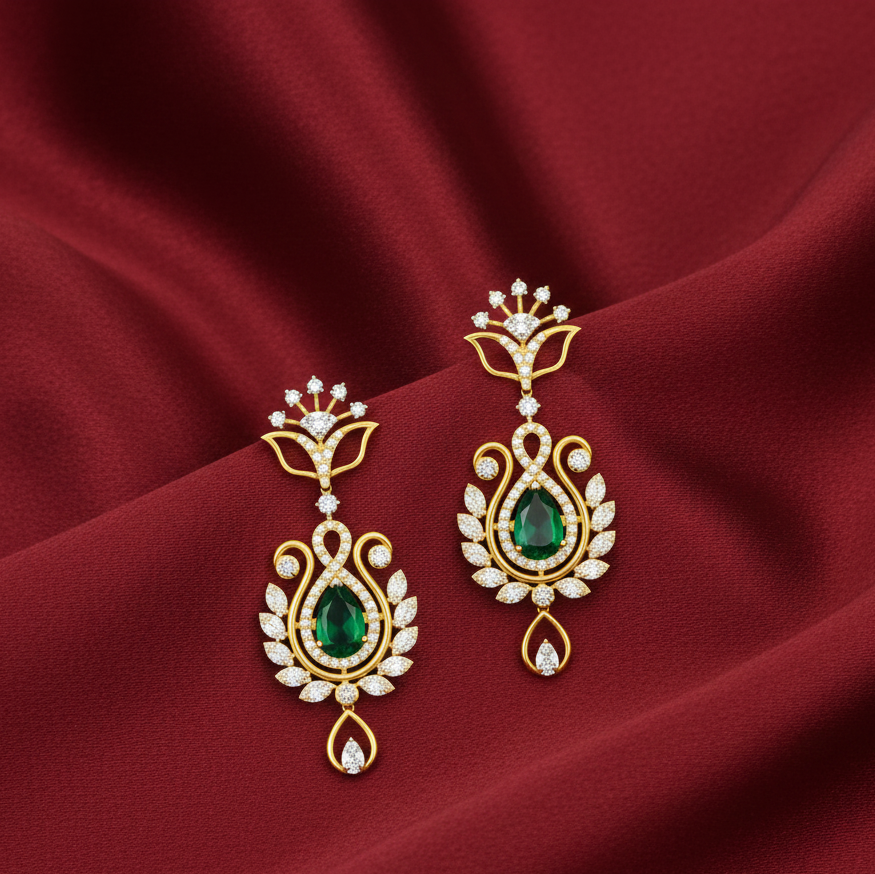 Elegant Long Diamond Dangle Earrings