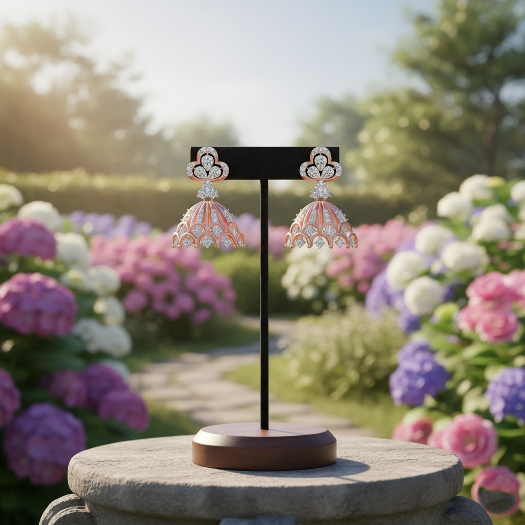 Royal Curve Diamond Jhumki Earrings