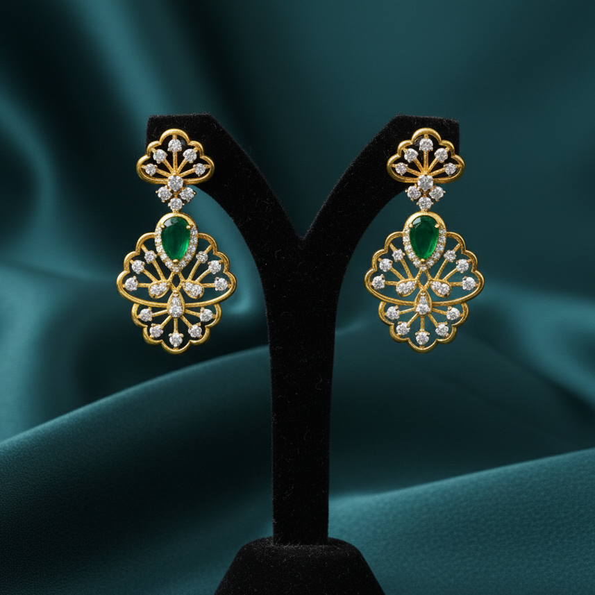 Chic Sparkle Diamond Dangler Earrings - 3