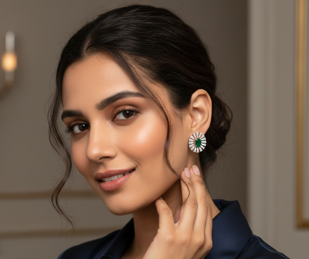 Luxury Finish Diamond Stud Earrings - 3