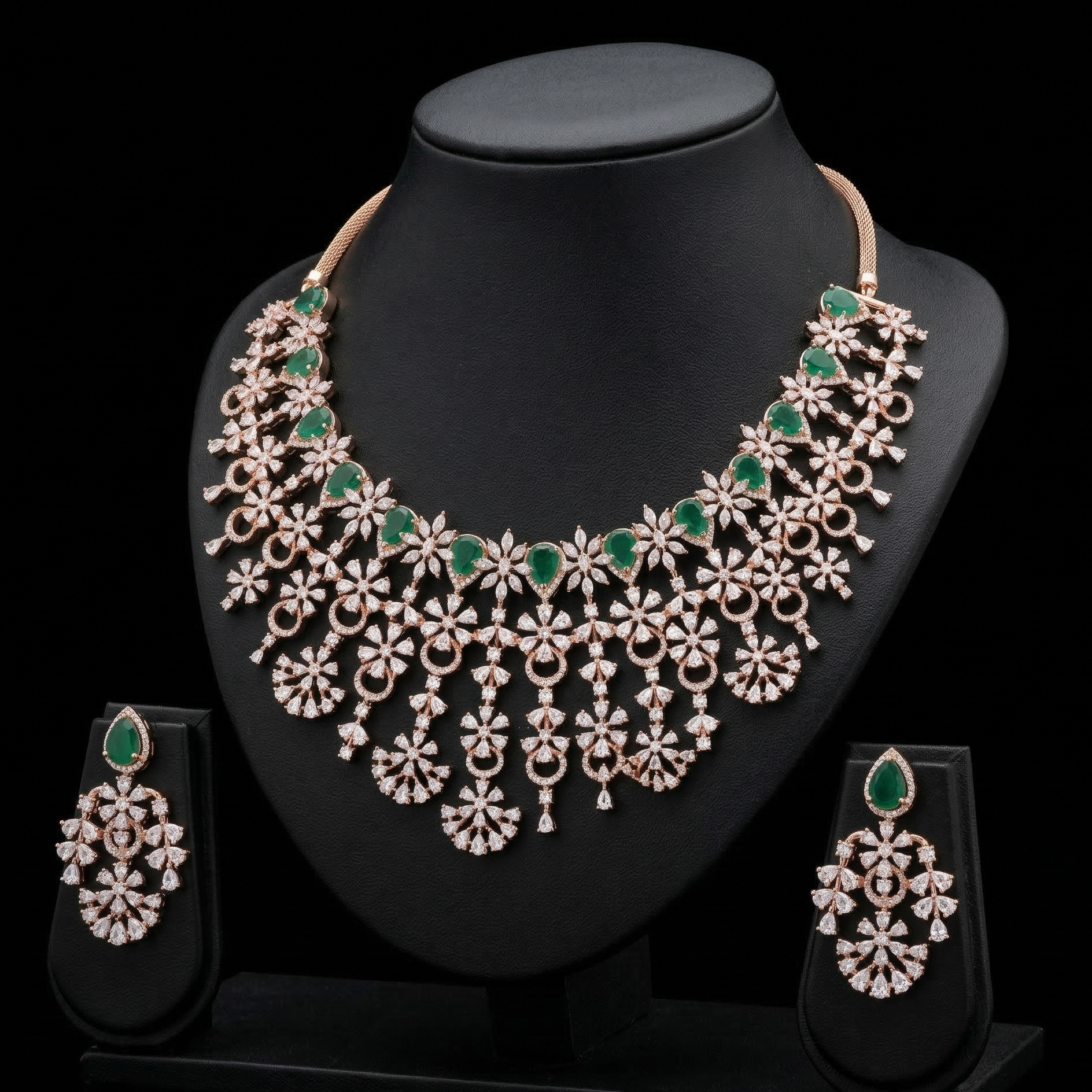Glamorous Diamond Bridal Necklace Set