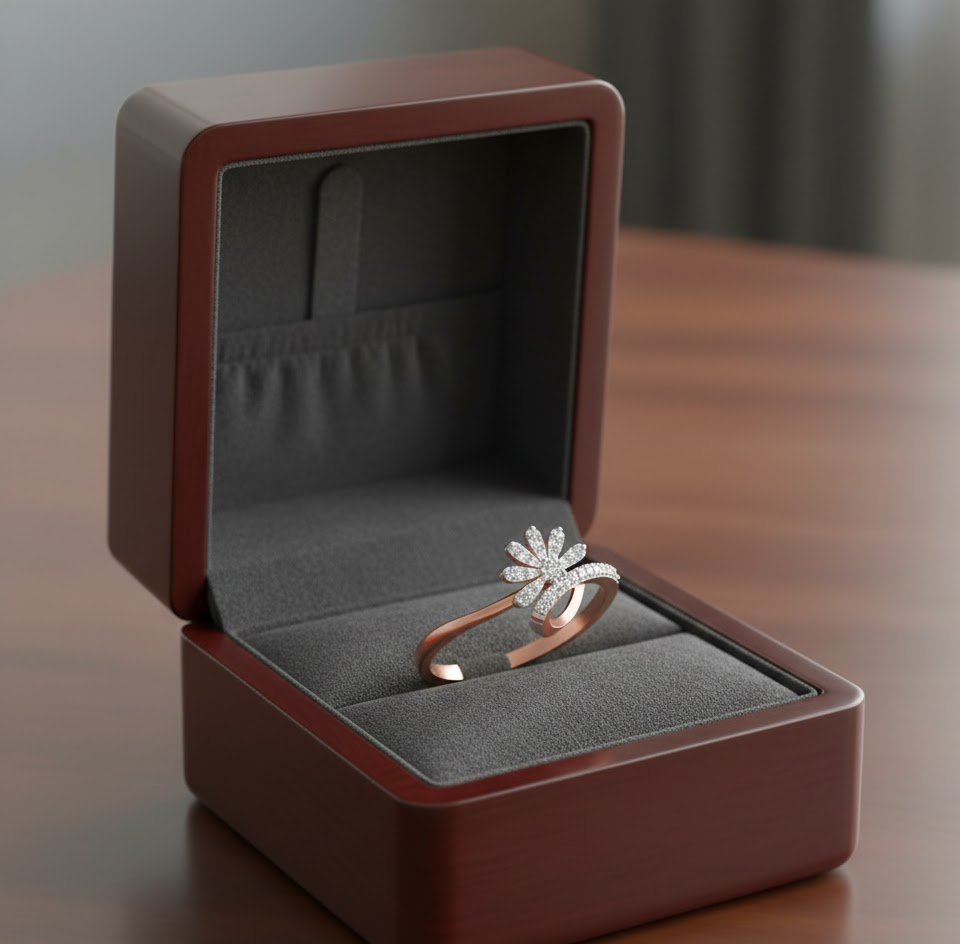 Golden Halo Diamond Ring