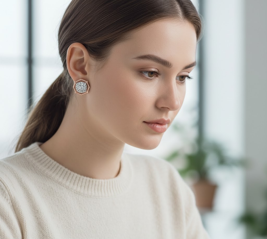 Luxury Sparkline Diamond Stud Earrings