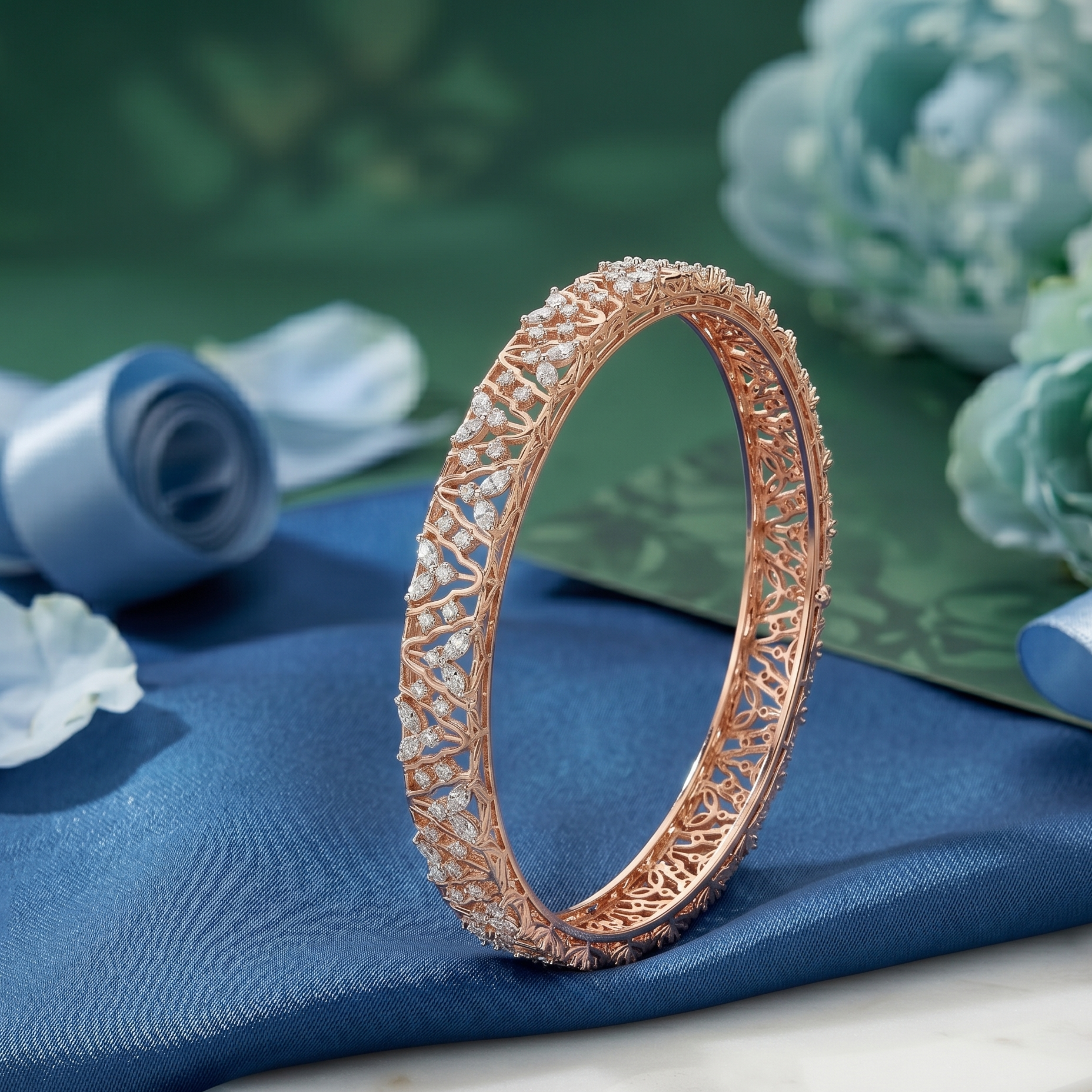 Contemporary Gold Diamond Bangles