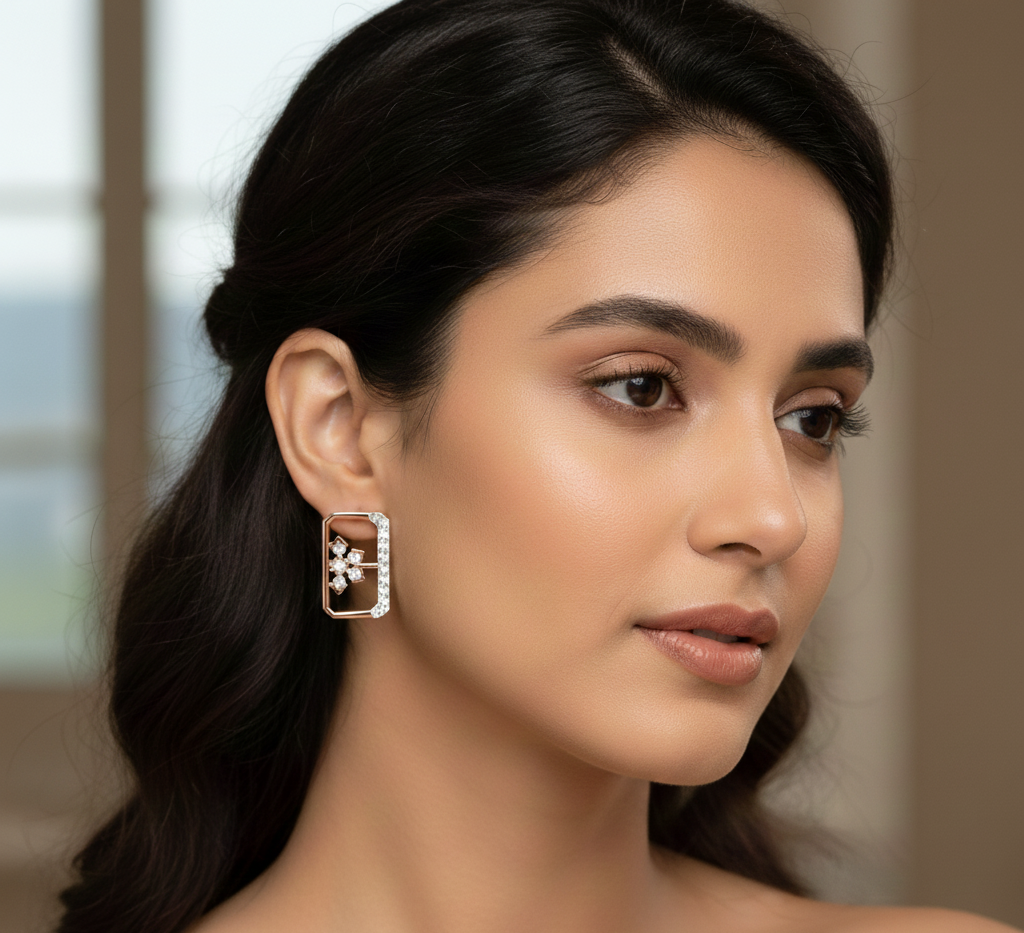Fine Finish Diamond Stud Earrings - 3