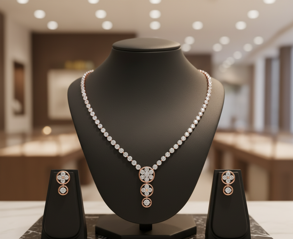 Aura Crystal Diamond Necklace for Bridal Fashion