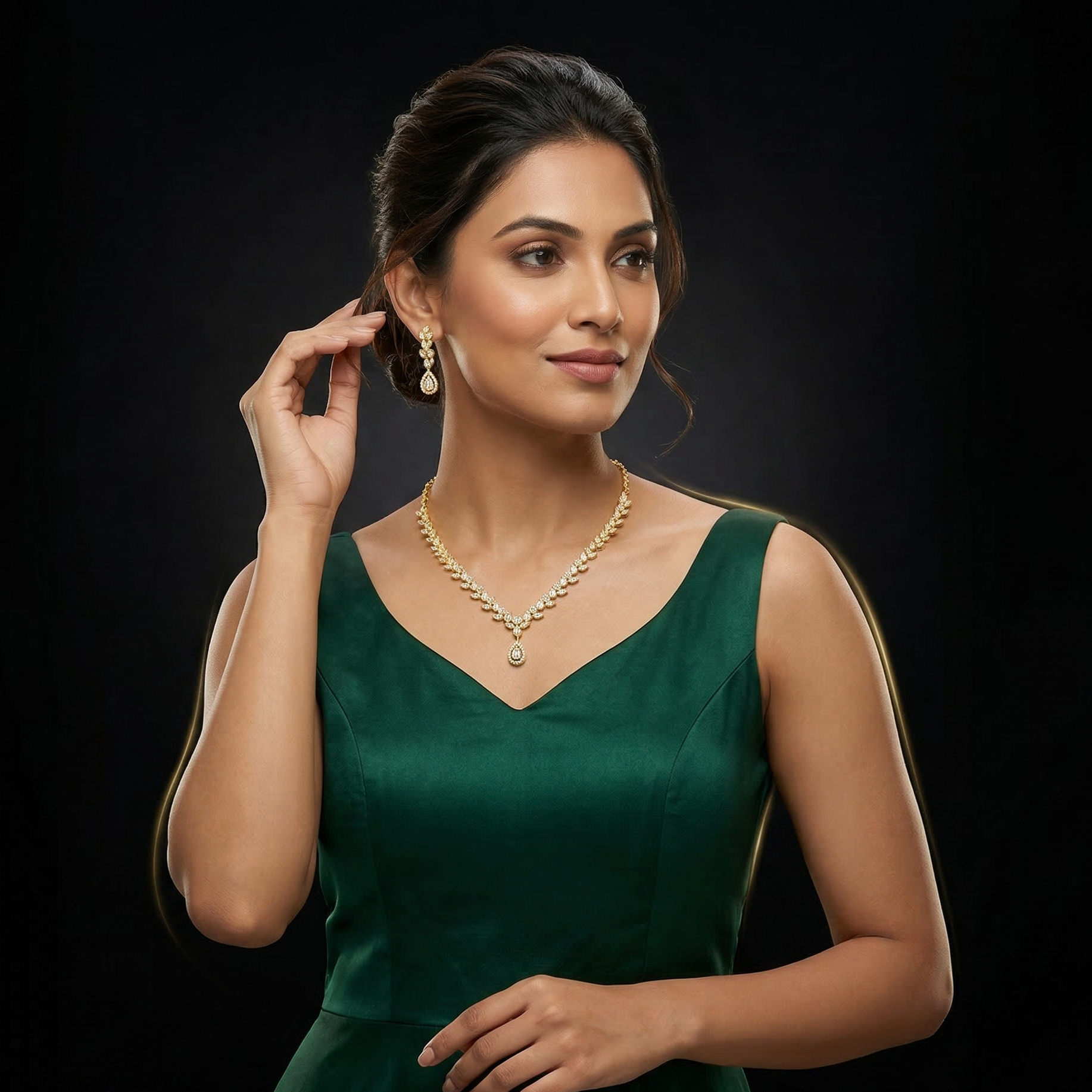 Royal Diamond Charm Necklace Set - 3