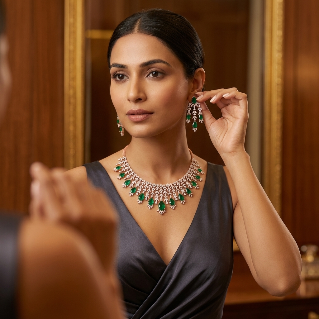Fine Craft Diamond Wedding Necklace Set - 4