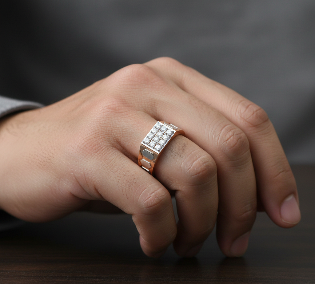 Luxe Alpha Diamond Gents Ring - 3