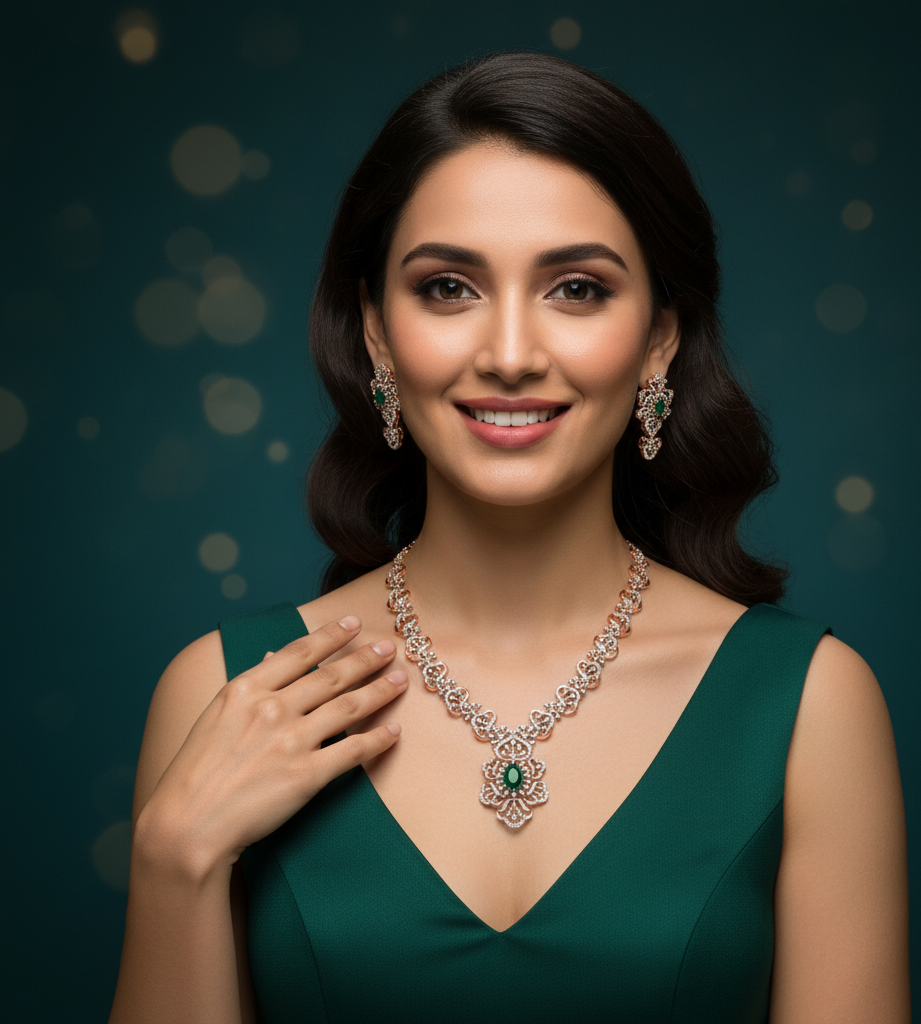 Elite Beauty Diamond Necklace for Bridal Dressing