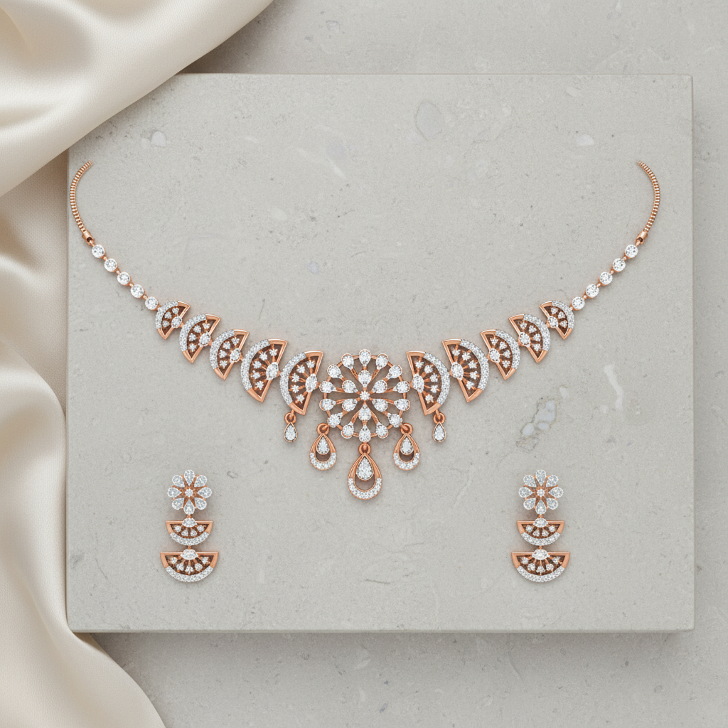 Velvet Diamond Charm Necklace Set