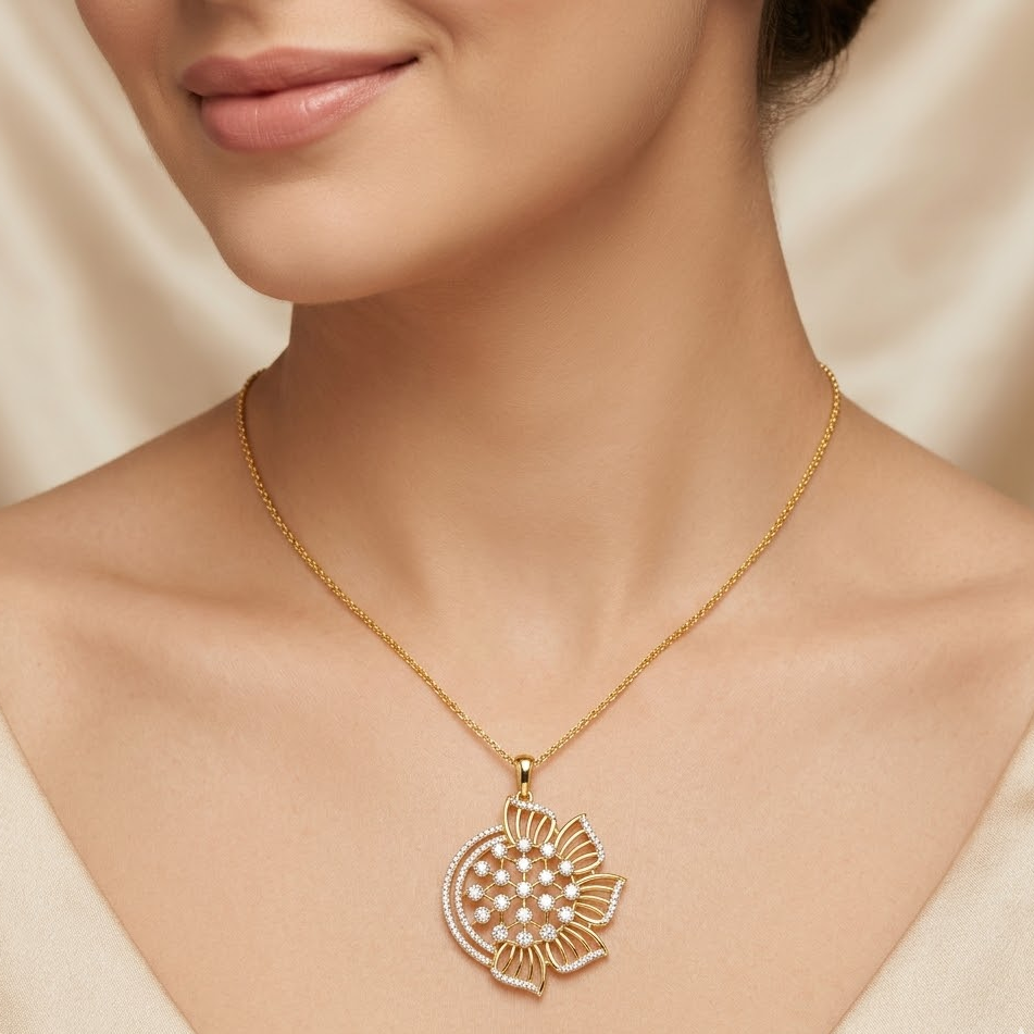 Diamond Glimmer Petal Pendant