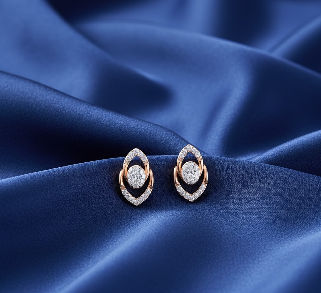 Marquise Halo Diamond Stud Earrings