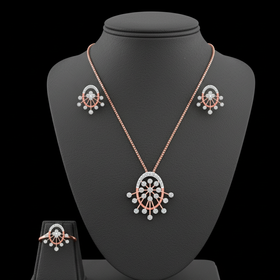 Elegant Diamond Pendent Sets -18K-VVS-EF