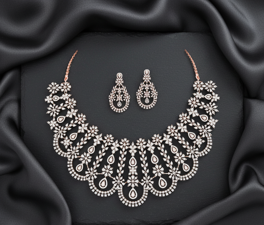 Artistic Diamond Bridal Jewellery Set