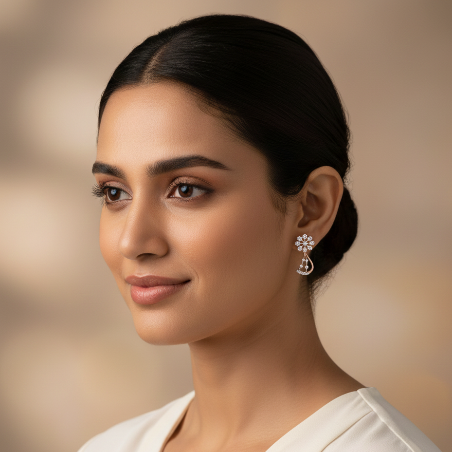 Shimmering Diamond Drop Earrings - 3