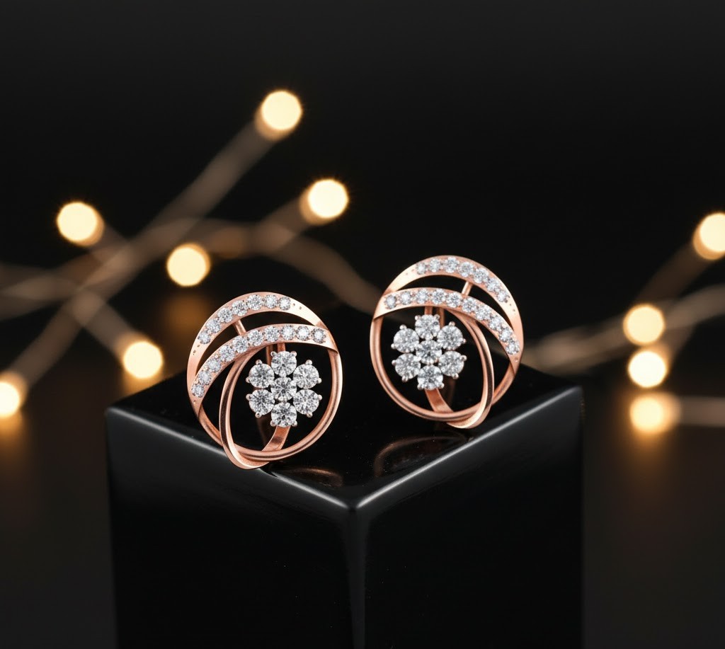 Soft-Finish Diamond Stud Earrings