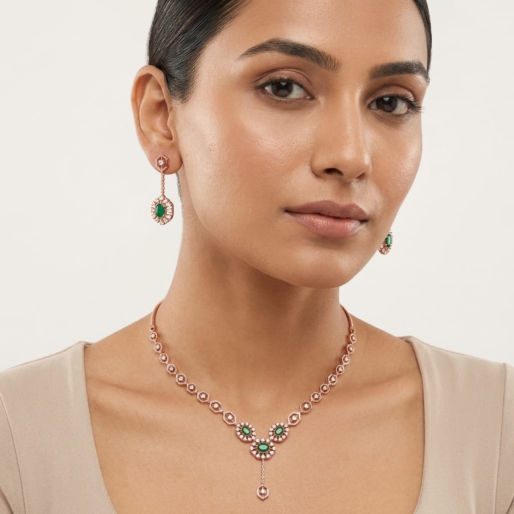 Imperial Diamond Shine Necklace Set - 4