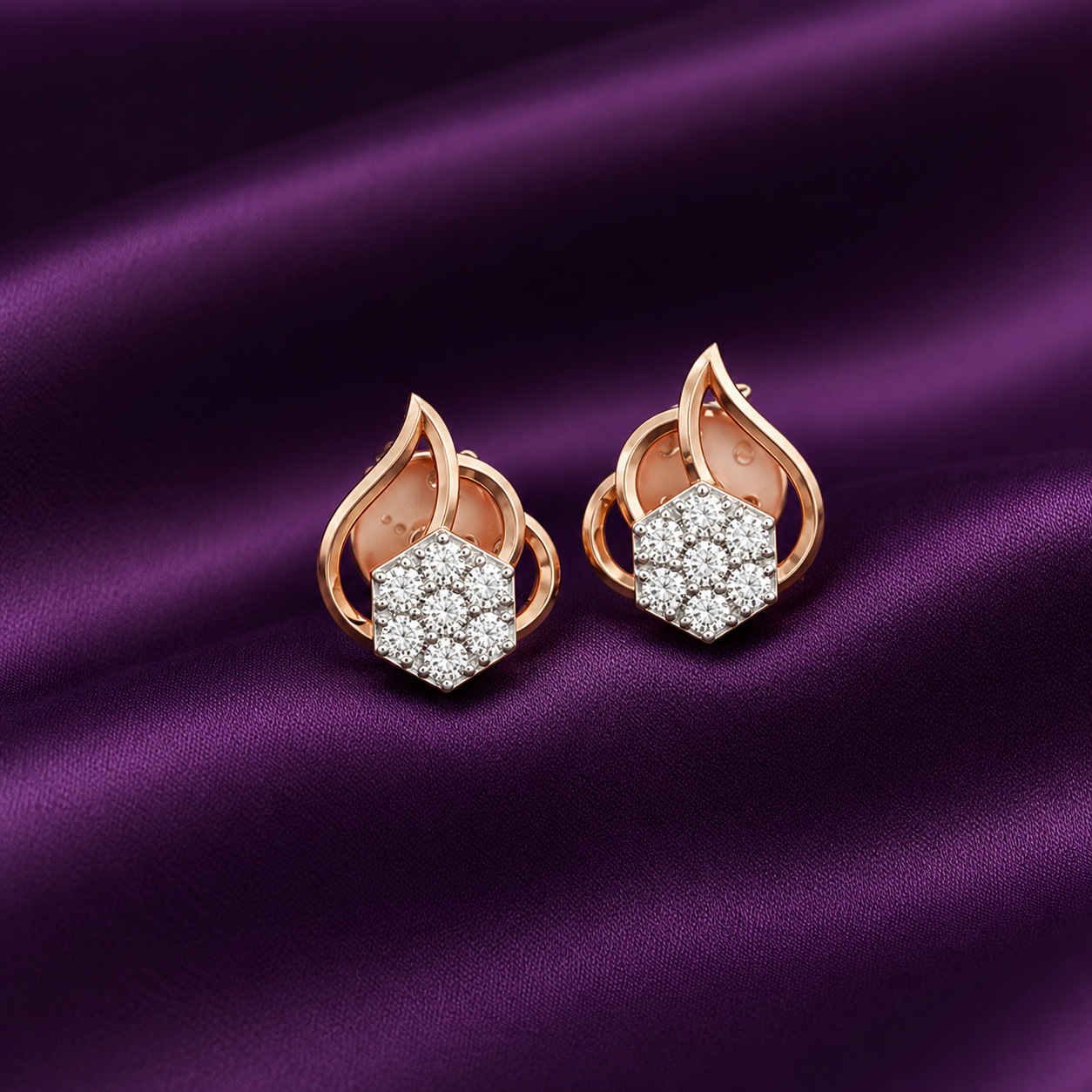 Arc-Style Diamond Stud Earrings