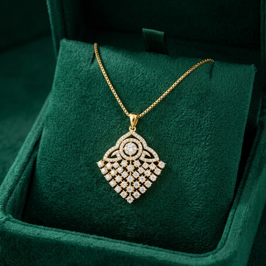 Diamond Moon Petal Pendant