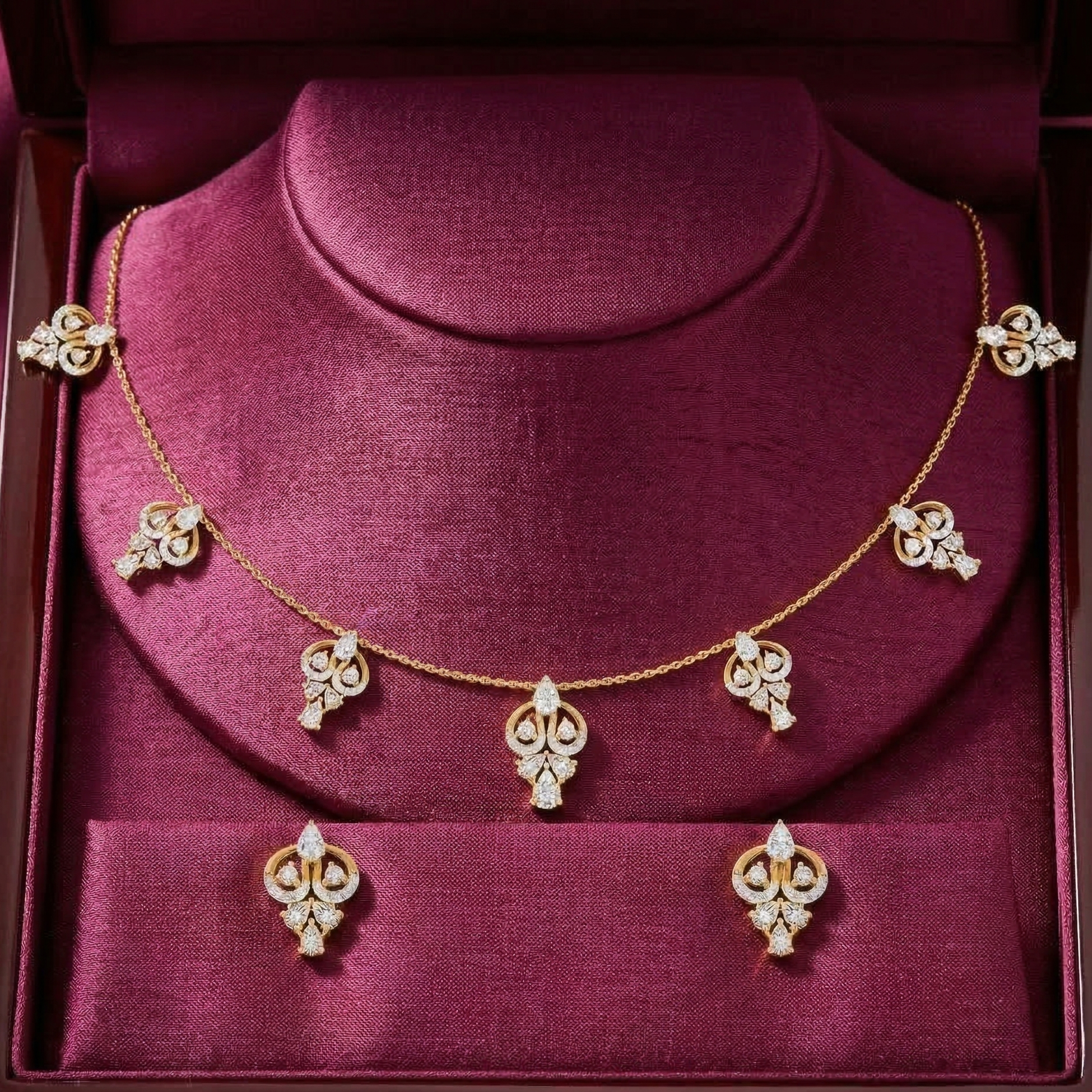 Elegant Diamond Dazzle Necklace Set