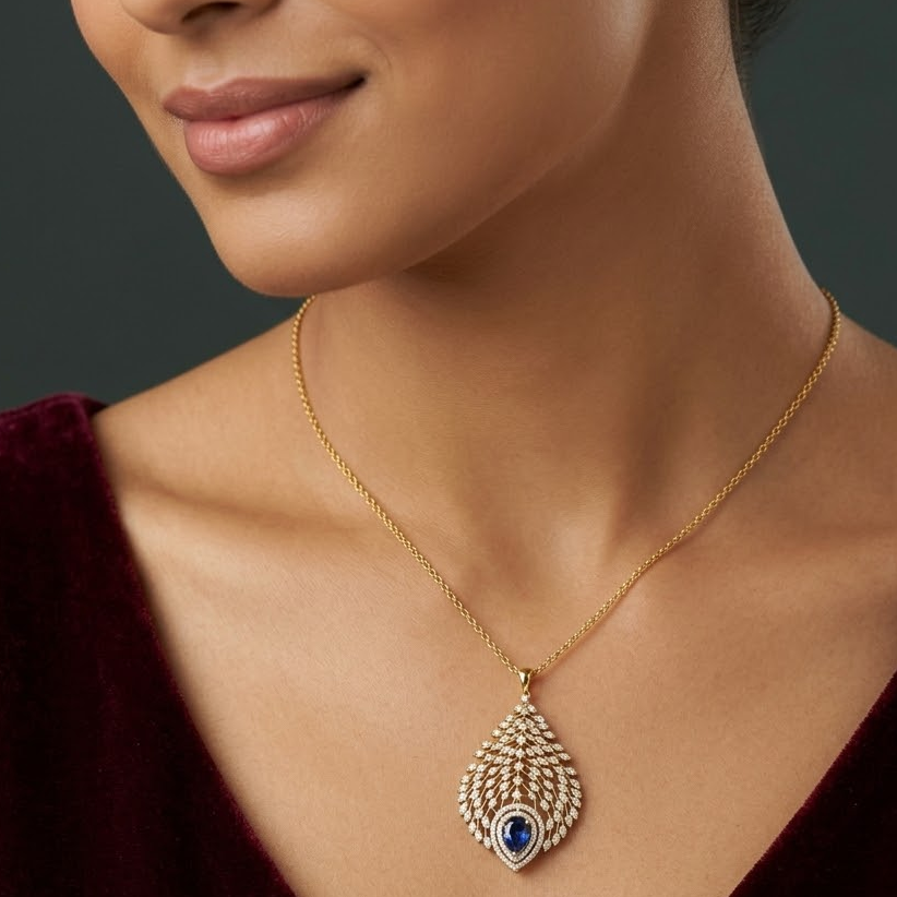 Diamond Aurora Fern Pendant