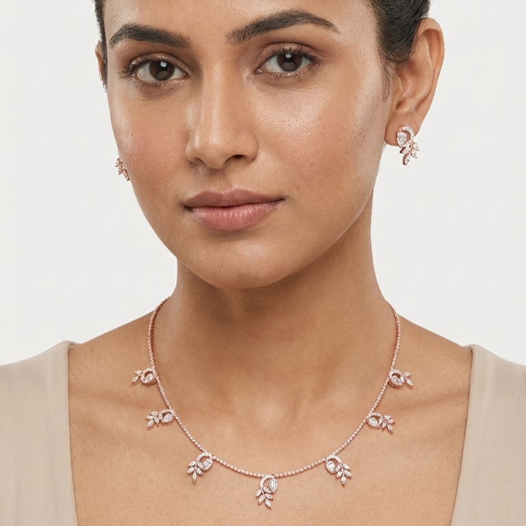 Modern Diamond Spark Necklace Set