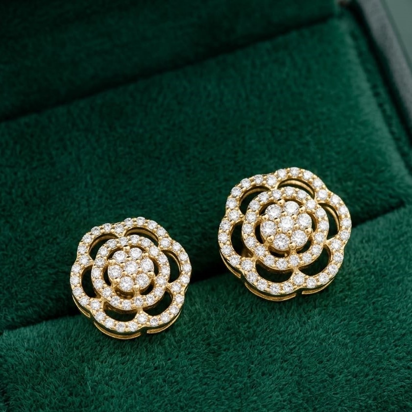 Dazzling Geometric Diamond Stud Earrings