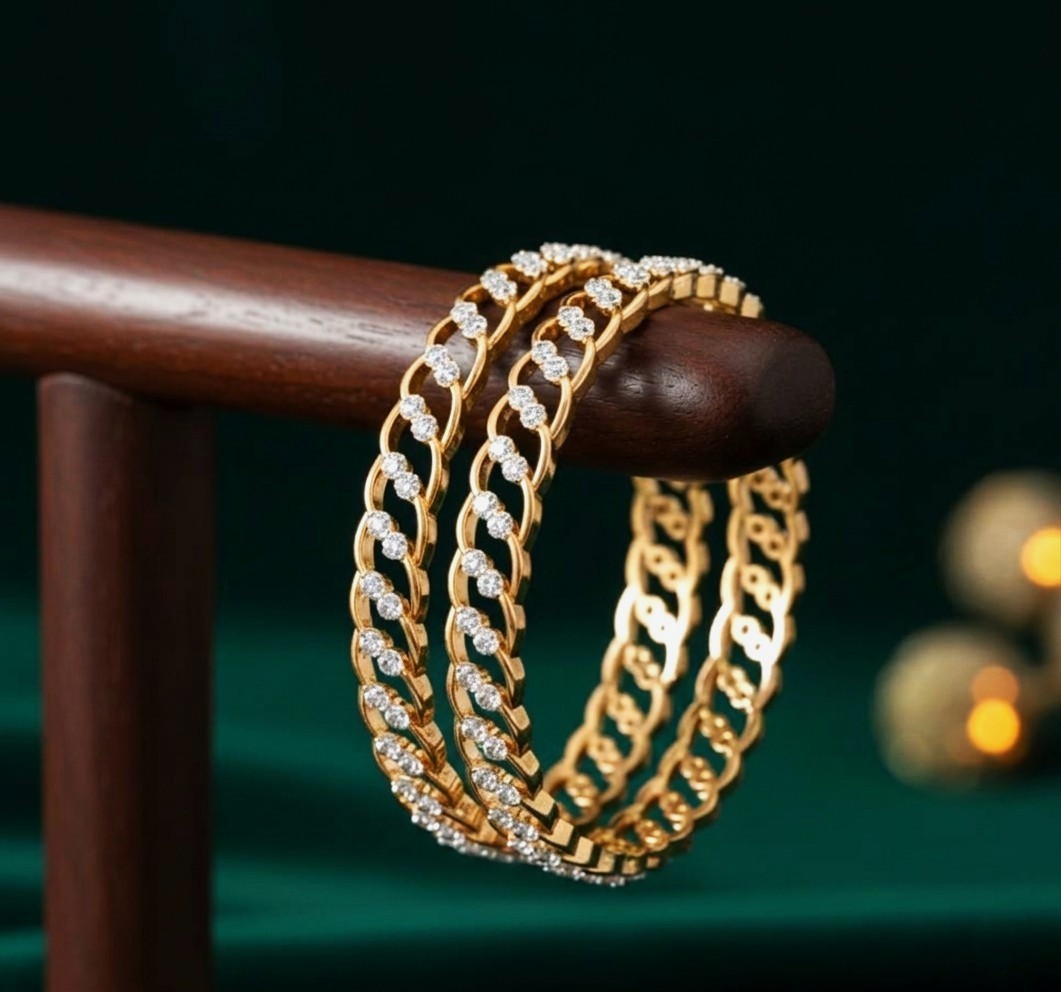 Lyra Geometric Diamond Bangle - 3