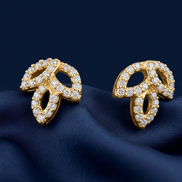 Modern Asymmetric Diamond Earrings - 3