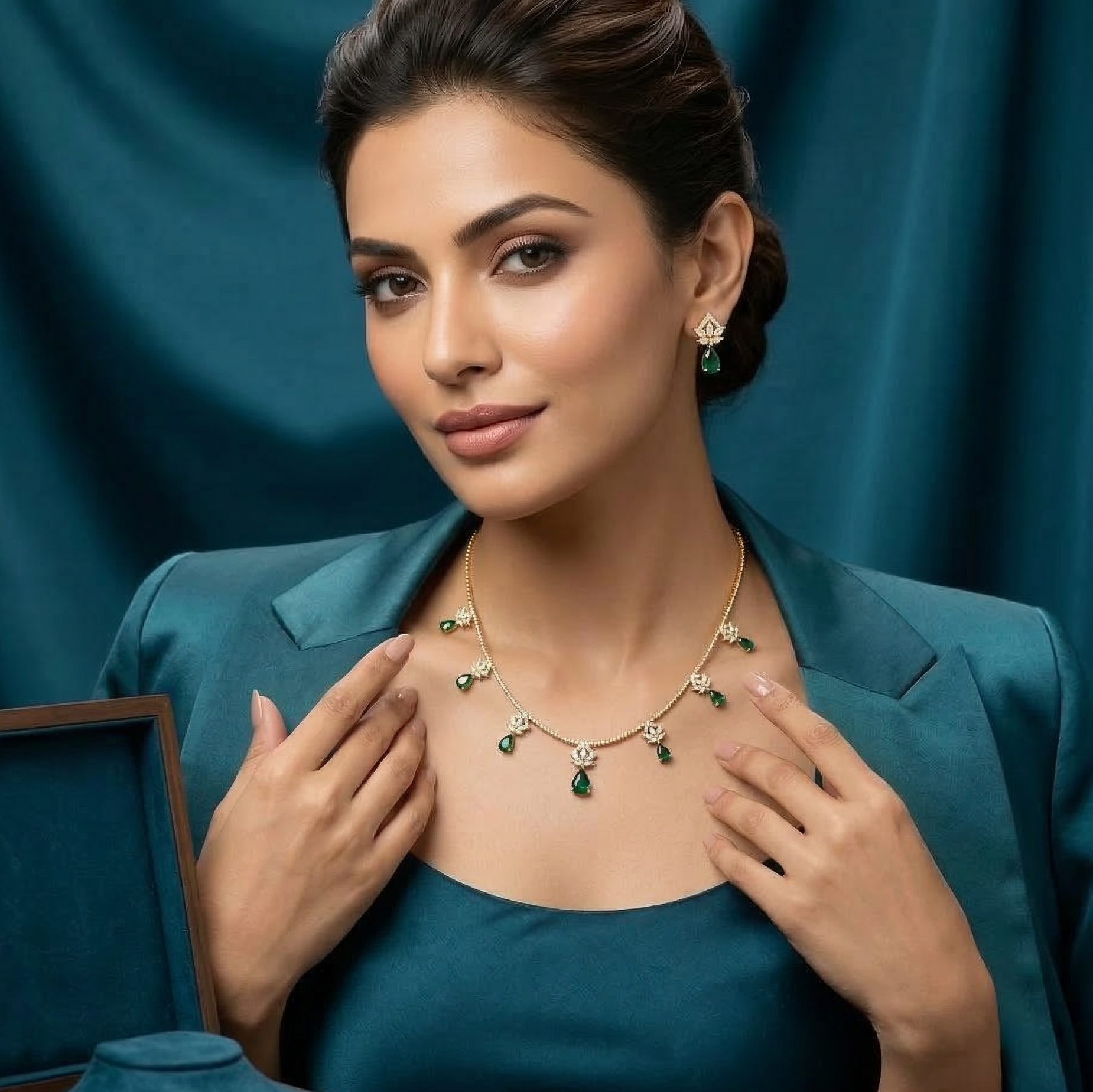 Luxury Diamond Charm Necklace Set - 3