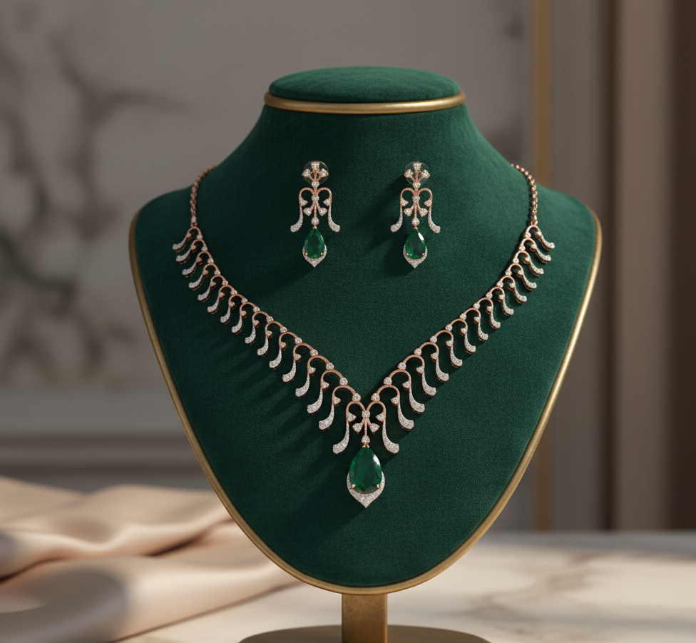 Shining Bride Diamond Necklace with Earrings