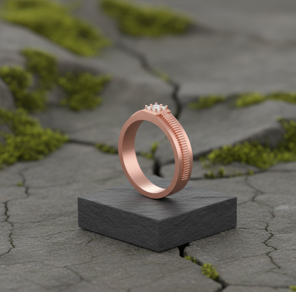 Stylish Curve Diamond Ring for Men