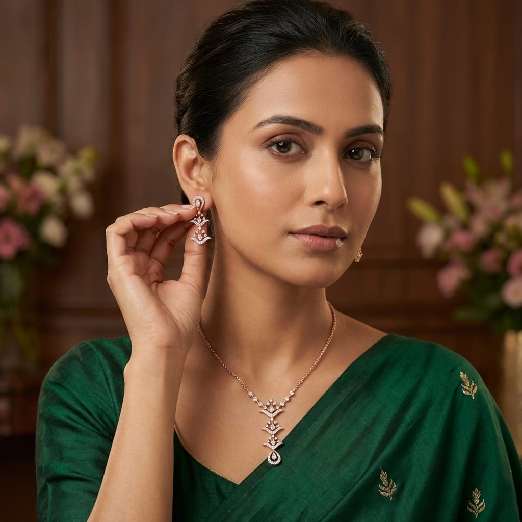 Imperial Diamond Radiance Necklace Set - 4