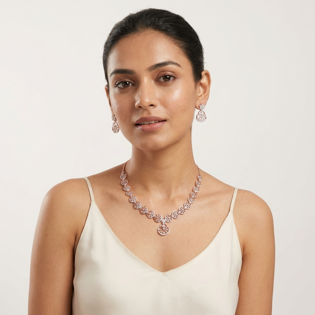 Sparkling Diamond Radiance Necklace Set - 3