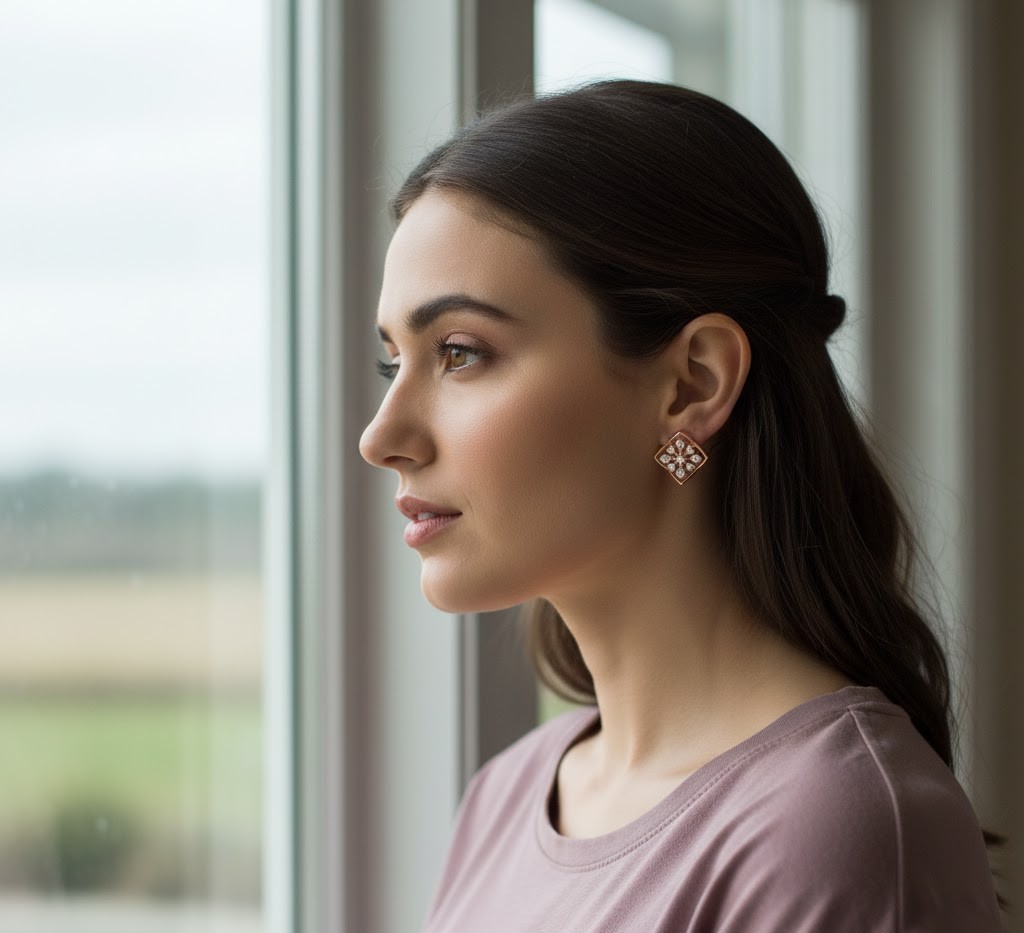Shining Diamond Stud Earrings - 3