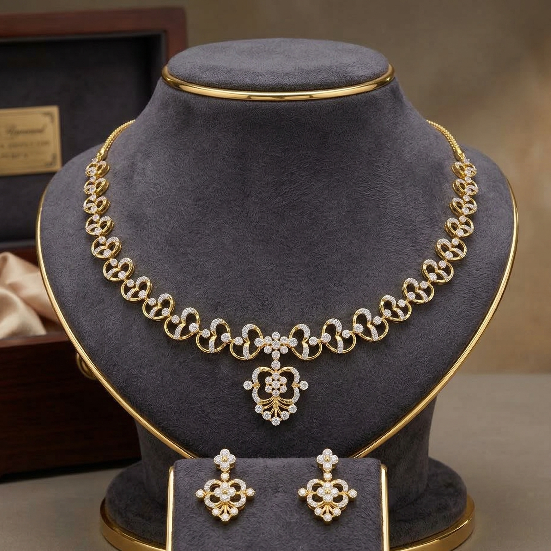 Elegant Diamond Classic Necklace Set