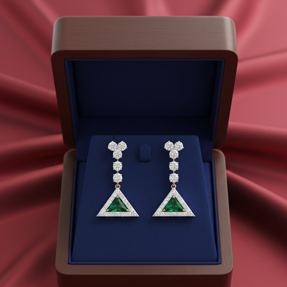 Modern Diamond Drop Earrings - 3