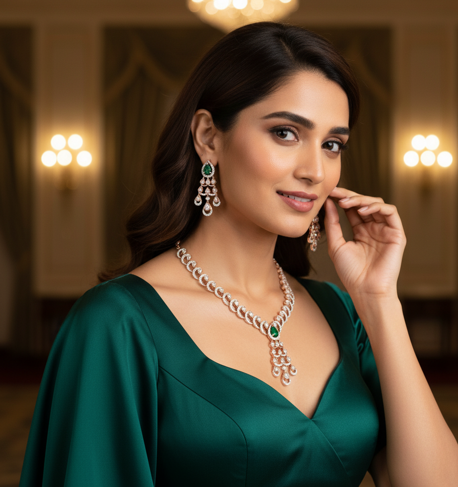 Harmony Glow Diamond Necklace with Earrings