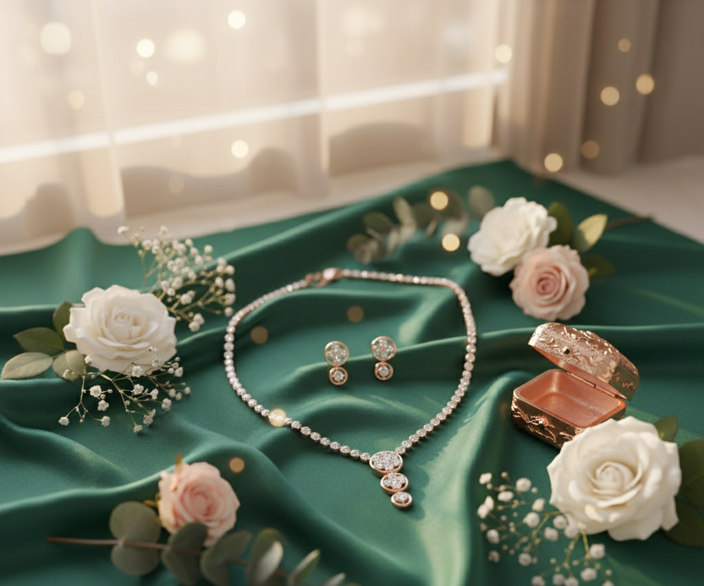 Aura Crystal Diamond Necklace for Bridal Fashion