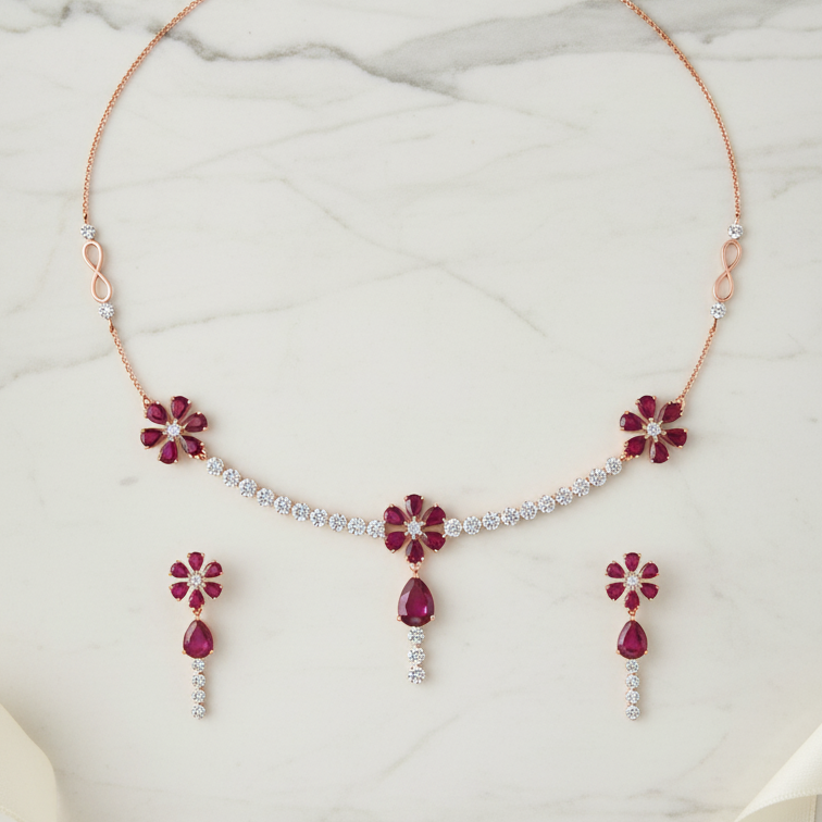 Regal Diamond Spark Necklace Set