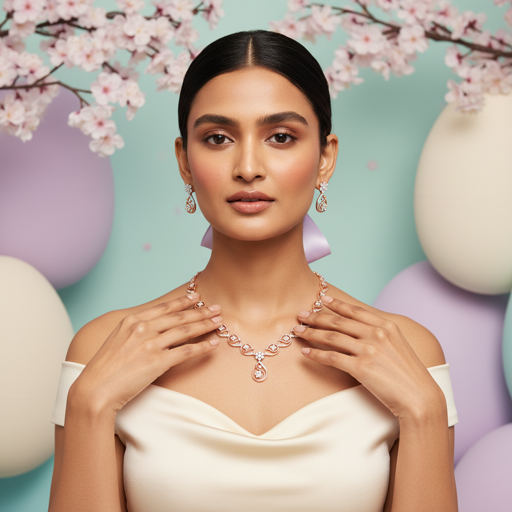 Glittering Diamond Grace Necklace Set
