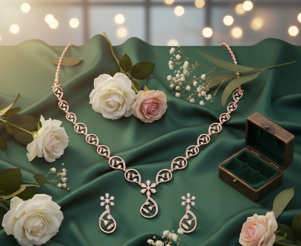 Sparkling Aura Diamond Necklace with Gleaming Earrings - 3