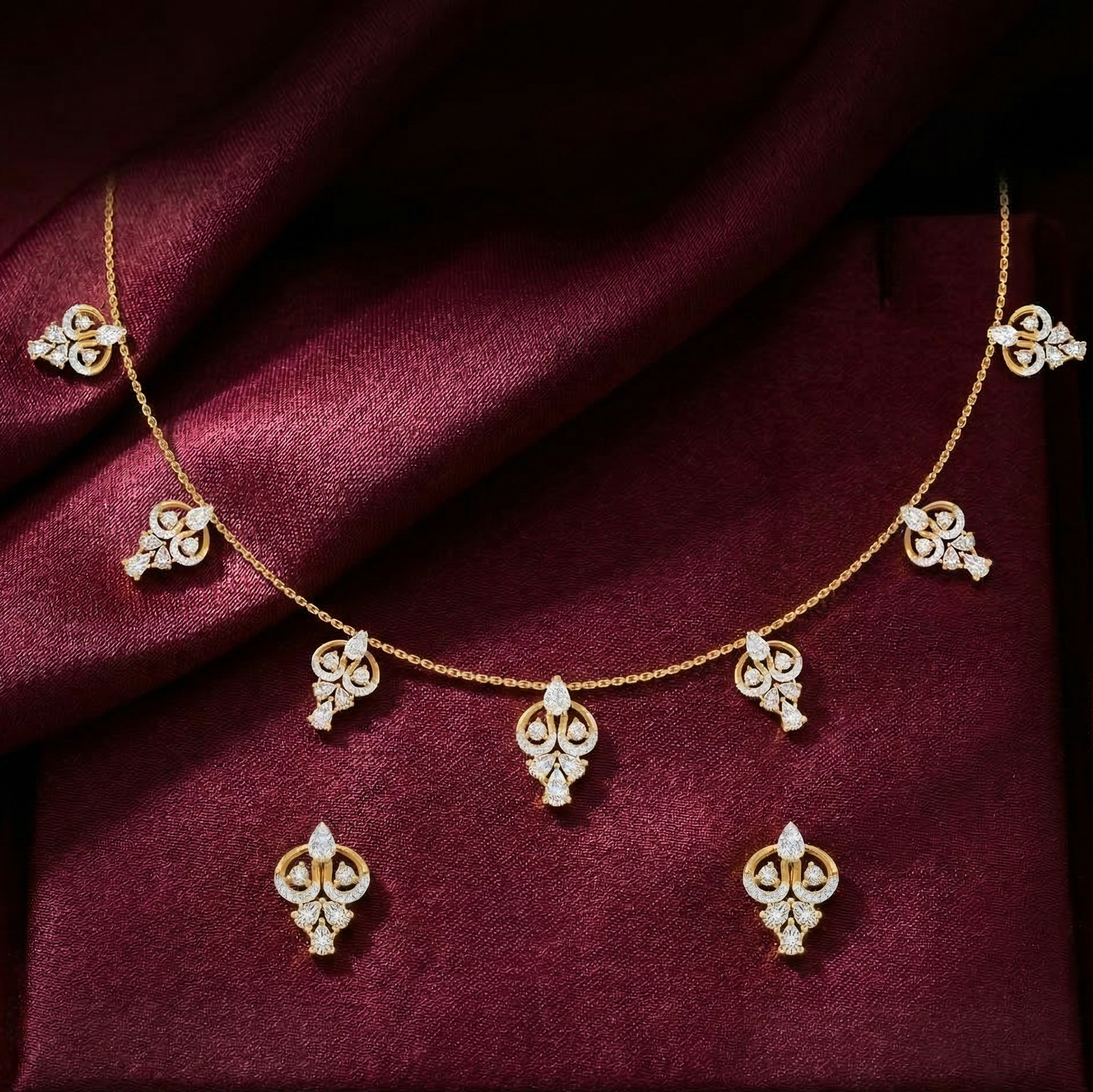 Elegant Diamond Dazzle Necklace Set