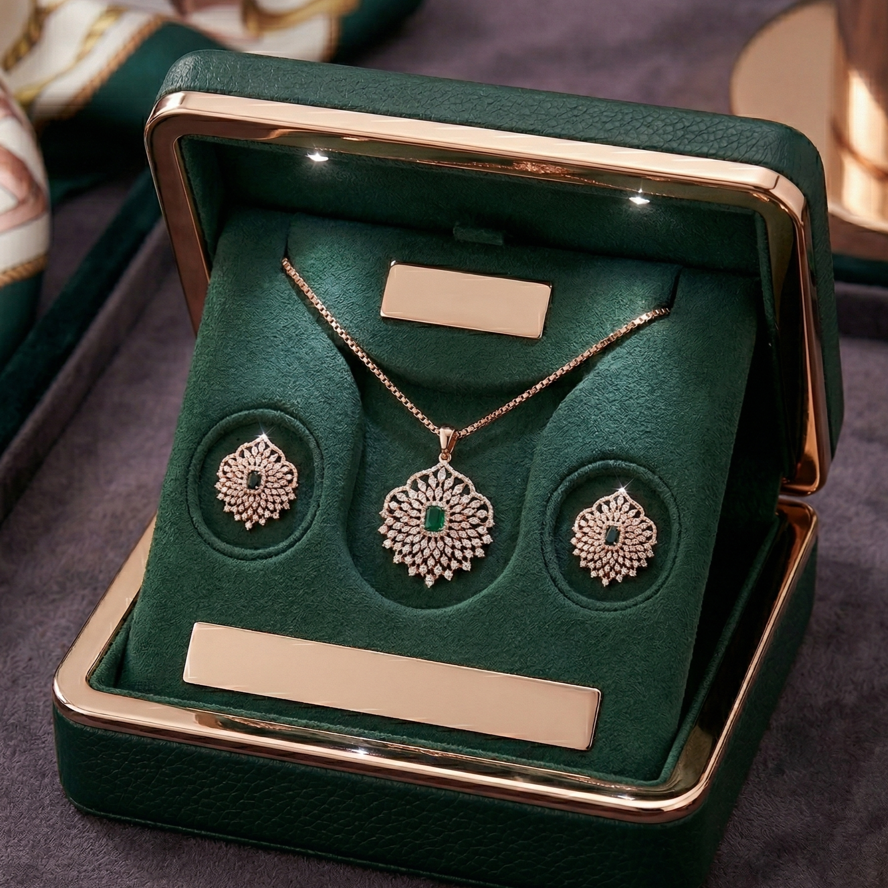 Elite Shine Diamond Pendant Set - 3