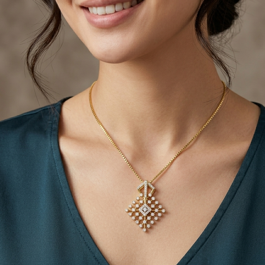 Diamond Enchanted Leaf Pendant - 3