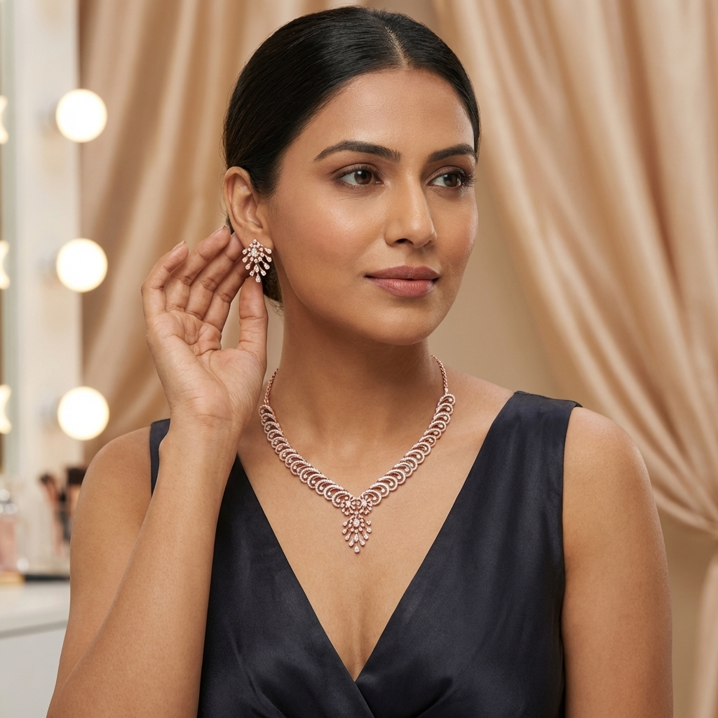 Sparkling Diamond Dazzle Necklace Set - 3